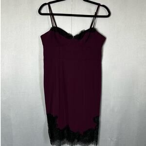 Women's Vintage Victoria Secret Plum Purple Black Lace Lingerie Slip Dress- 8
